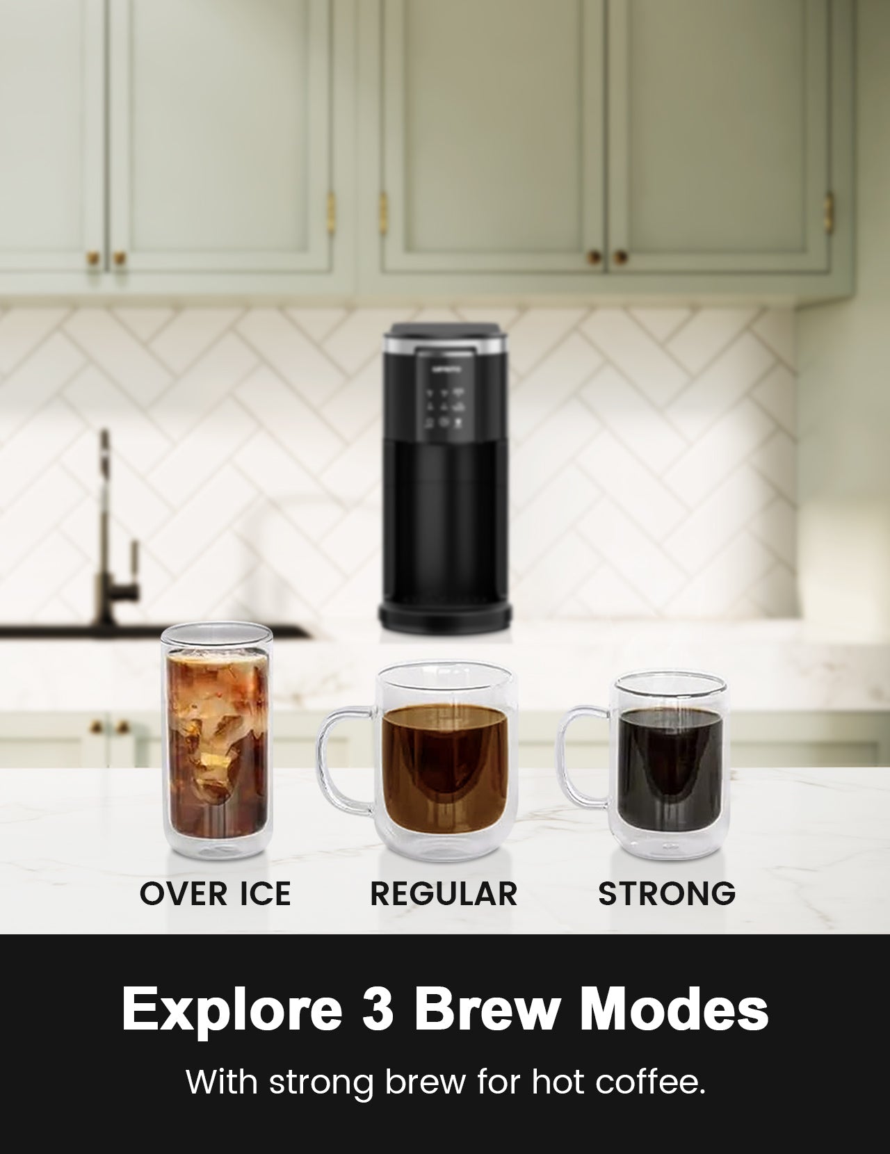 GAVASTO Pods & Grounds Single-Serve Coffee Maker, K-Cup Pod Compatible, Hot and Iced Coffee Maker with 40-oz. Reservoir, 6 to 12 oz. Cup Size, Descaling Reminder and Self Cleaning, Strong Brew Modes