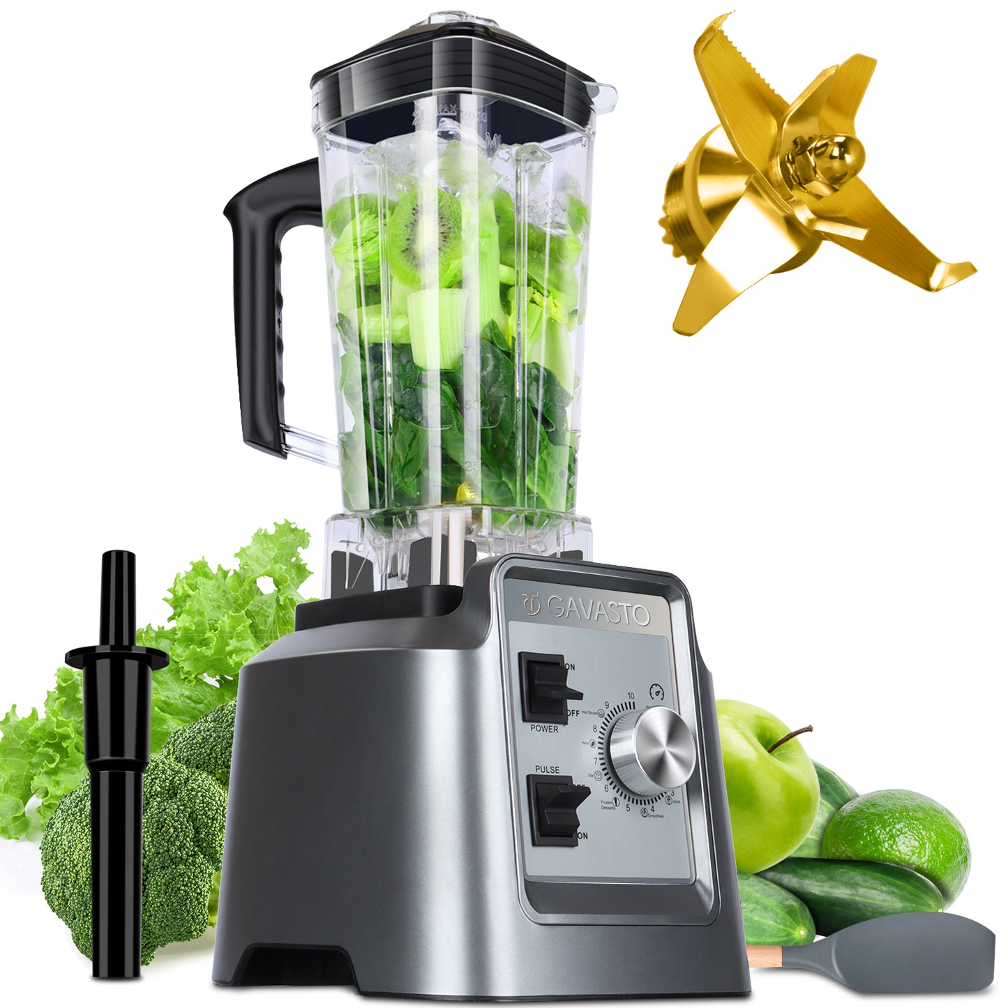 GAVASTO Hochleistungs-Standmixer, 1800 Watt – 2 Liter Mixbehälter, 10 Geschwindigkeiten & 6 Programme, Profi-Küchenmixer für Shakes, Smoothies, Eis & gefrorene Zutaten